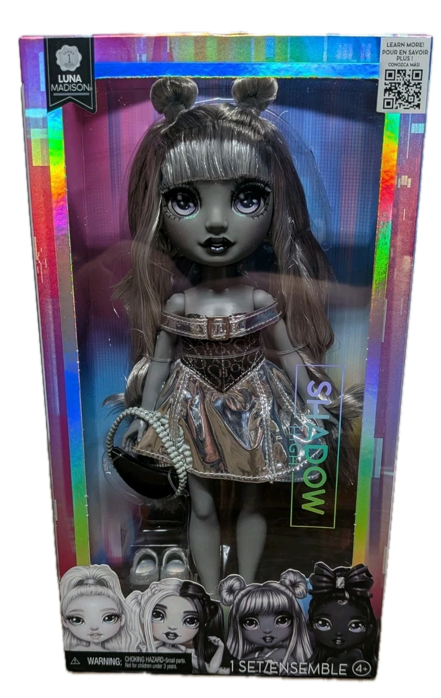 Rainbow High Shadow High Luna Madison | Grayscale 11" Fashion Doll with Grey Hair, Metallic Outfit & Handbag