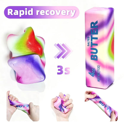 Rainbow Butter Squishy Stick | Super Soft Slow Rising Fidget Squeeze Toy | 2 Pcs