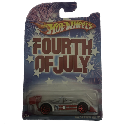 2008 Hot Wheels Walmart Fourth of July RILEY & SCOTT MK III Silver w/Red