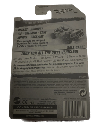 2010 Hot Wheels- Thrill Racers - Jungle '11 - Roll Cage - 1:64 Scale Diecast