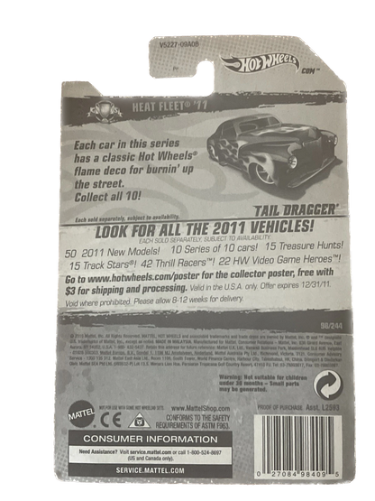 2011 Hotwheels Trail Dragged Purple Hear Fleet