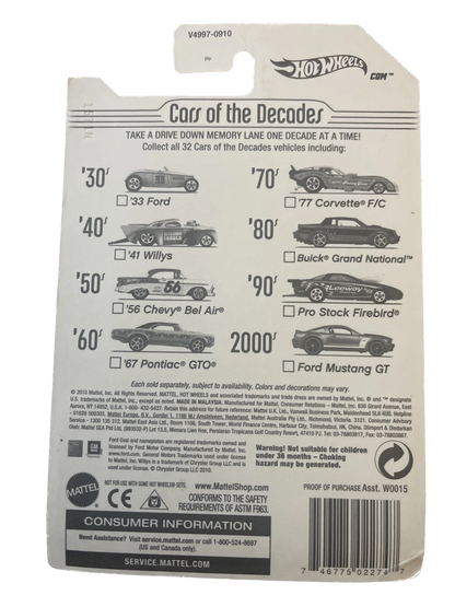 2010 Hot Wheels Cars of The Decades The '90s - Pro Stock Firebird - Purple