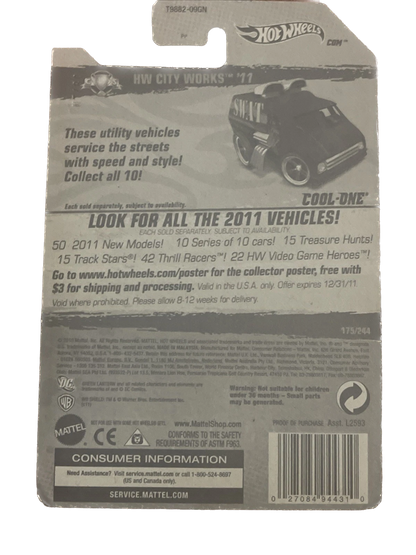 2011 Hot Wheels #175 City Works-SWAT Tactical Rescue COOL-ONE; Dark Blue