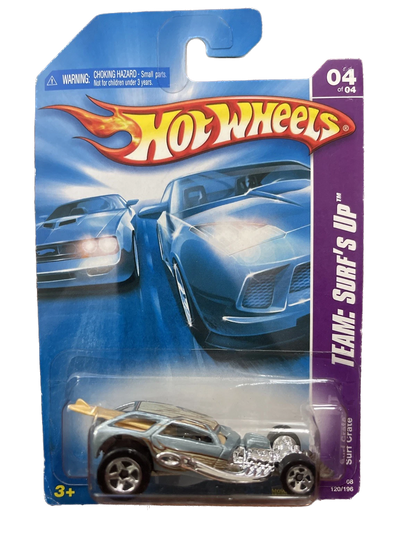 2008 Hot Wheels Team: Surf's Up #4/4, Surf Crate, Lt Blue, Collector #120/196