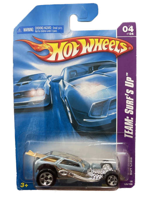 2008 Hot Wheels Team: Surf's Up #4/4, Surf Crate, Lt Blue, Collector #120/196