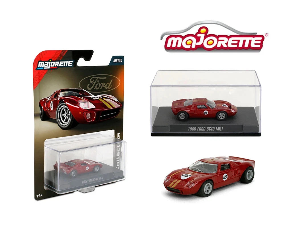 Majorette | 1965 Ford GT40 MK1 Racing #25 | Red | 1:64 Scale Die-Cast with Showcase