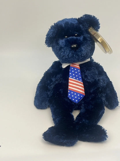 Ty Beanie Baby Pops the Bear (UK TIE Version) 8.5" MWMT | Stuffed Animal Plush