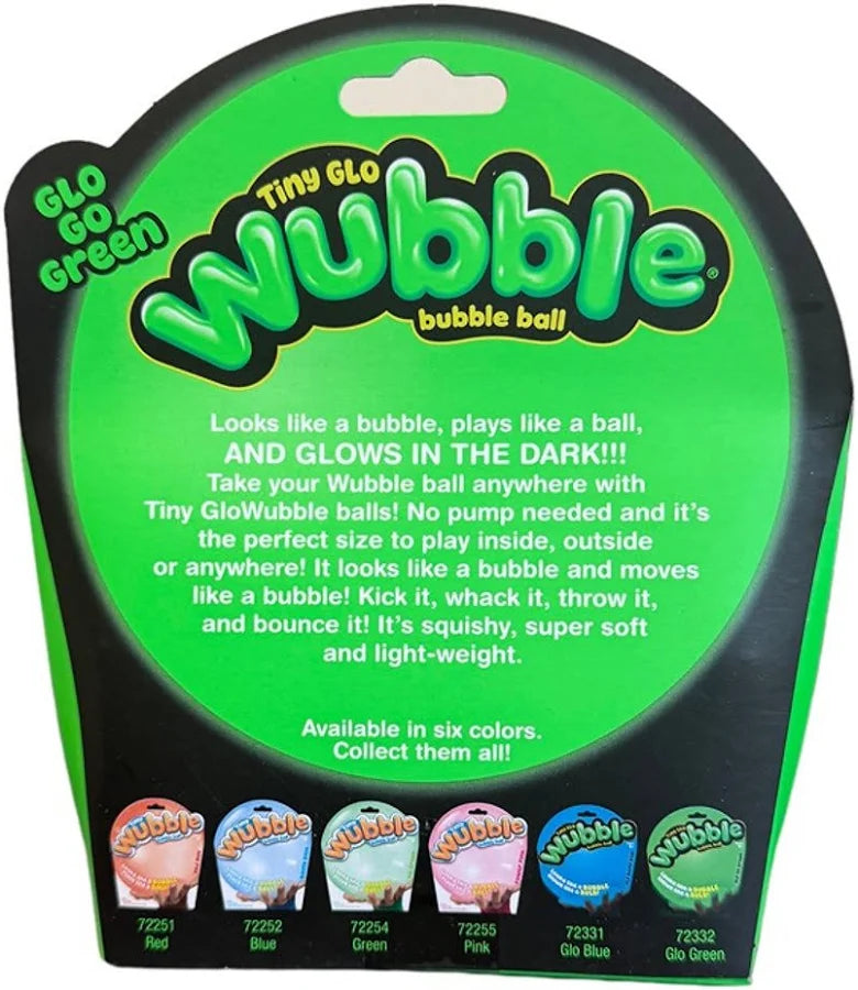 Tiny Glo Wubble Bubble Ball | Glo Go Green | Glows in the Dark | Squishy Sensory Bounce Ball