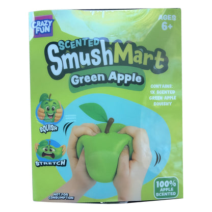 Crazy Fun SmushMart Green Apple box side showing squish and stretch