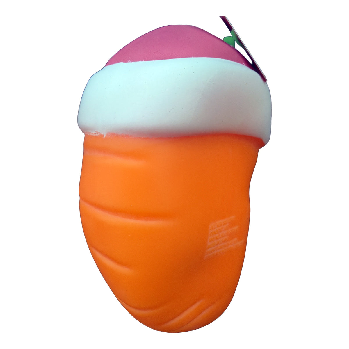 Back of ToyMendous Santa hat carrot squishy