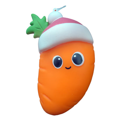 ToyMendous Squeeezy Santa hat carrot gel squishy, front