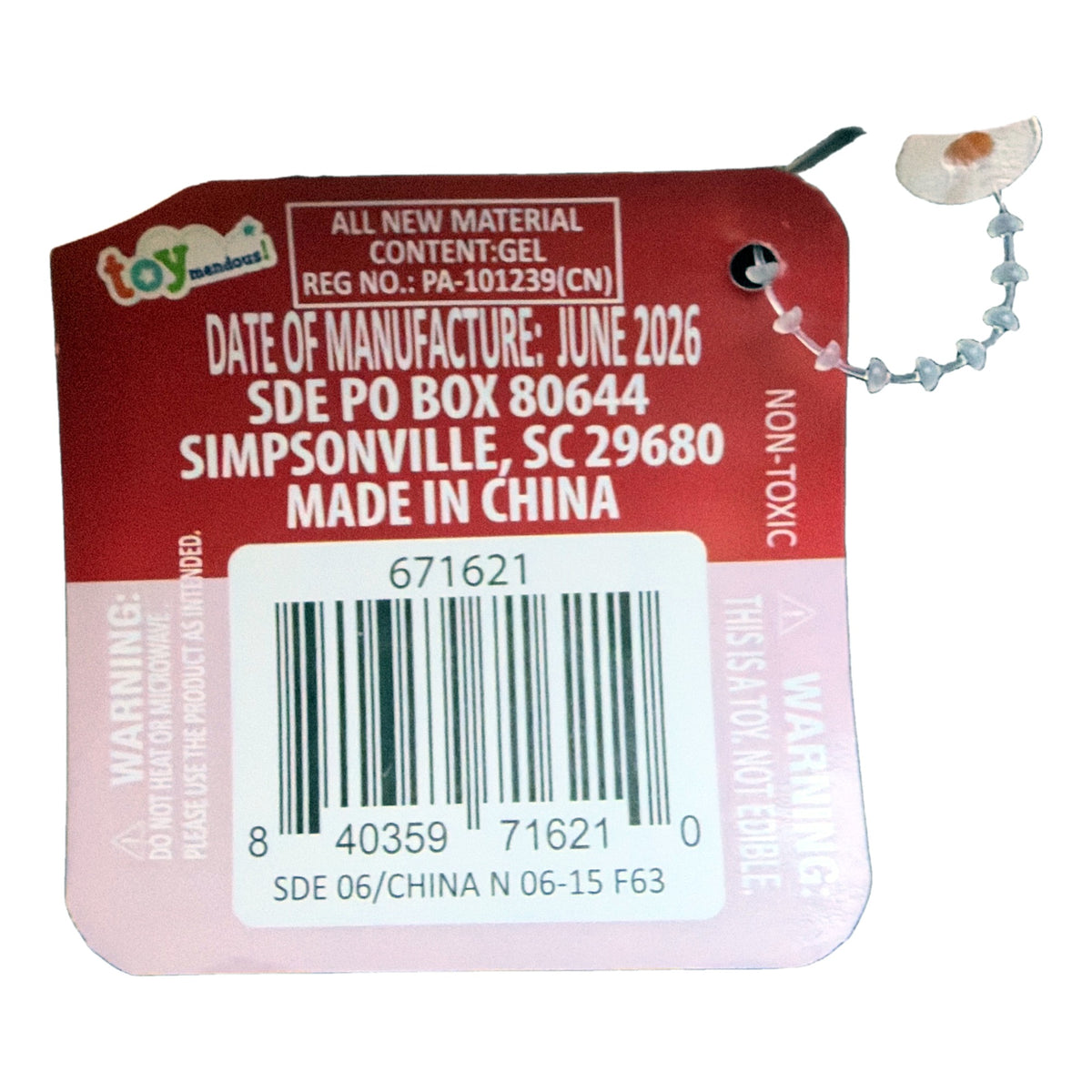 ToyMendous hang tag for Santa hat dumpling squishy, item 671621