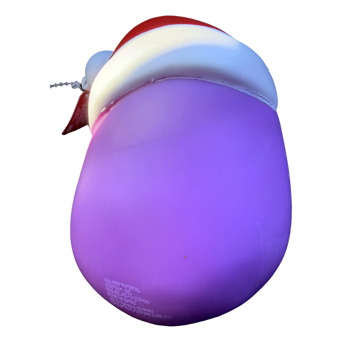Back of ToyMendous Santa hat eggplant squishy