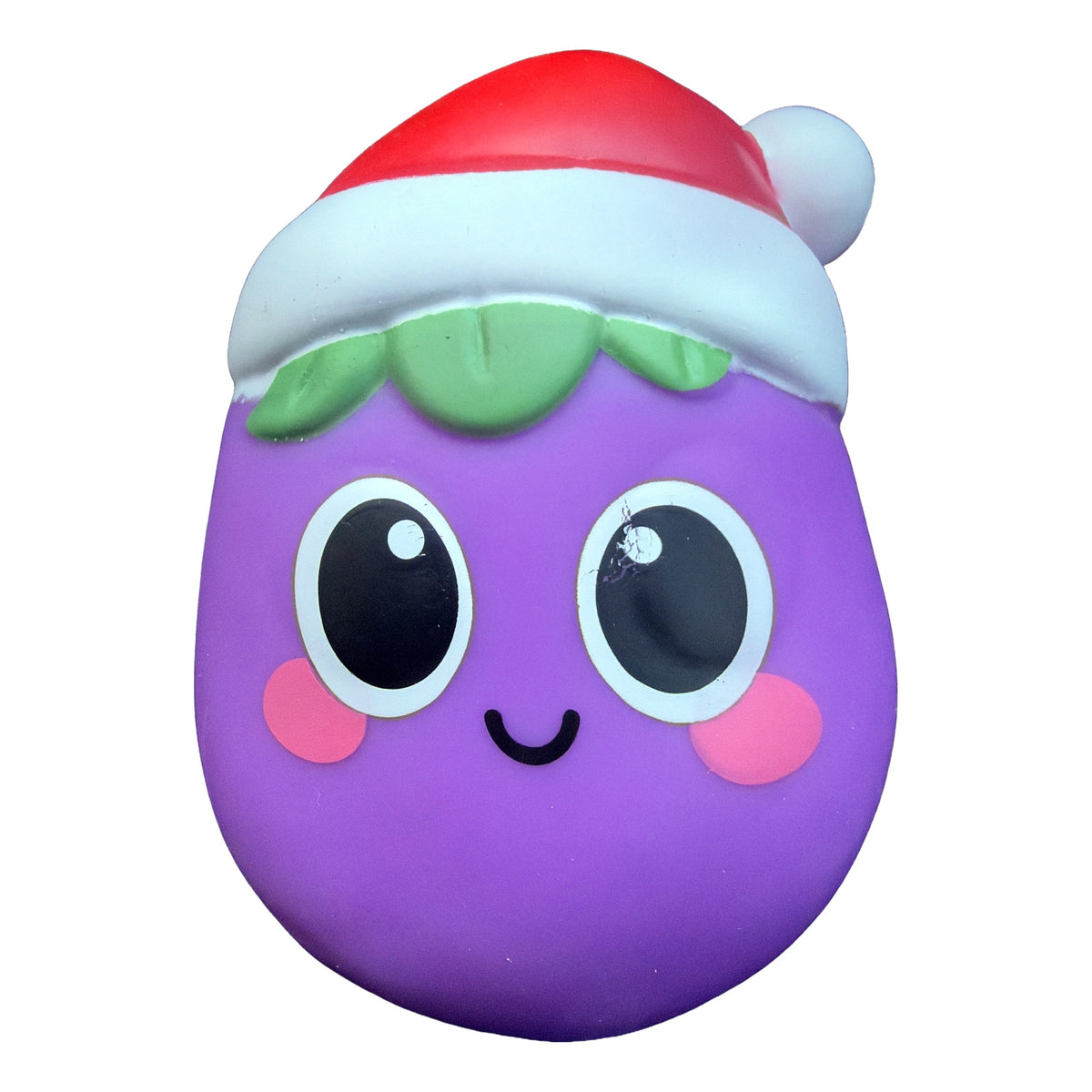 ToyMendous Squeeezy Santa hat eggplant gel squishy, front