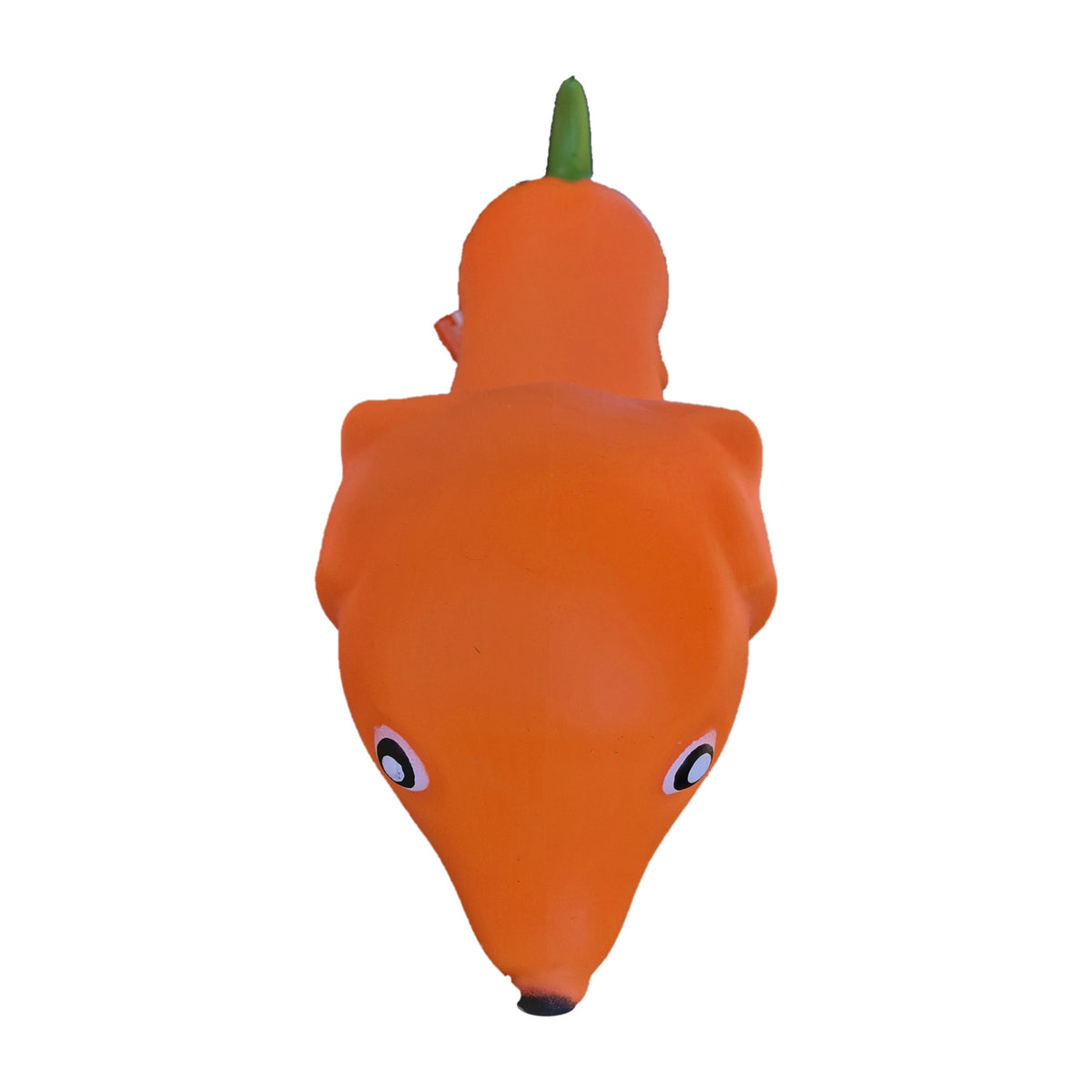 ToyMendous Squeeezy pumpkin weenie dog squishy, front view of face